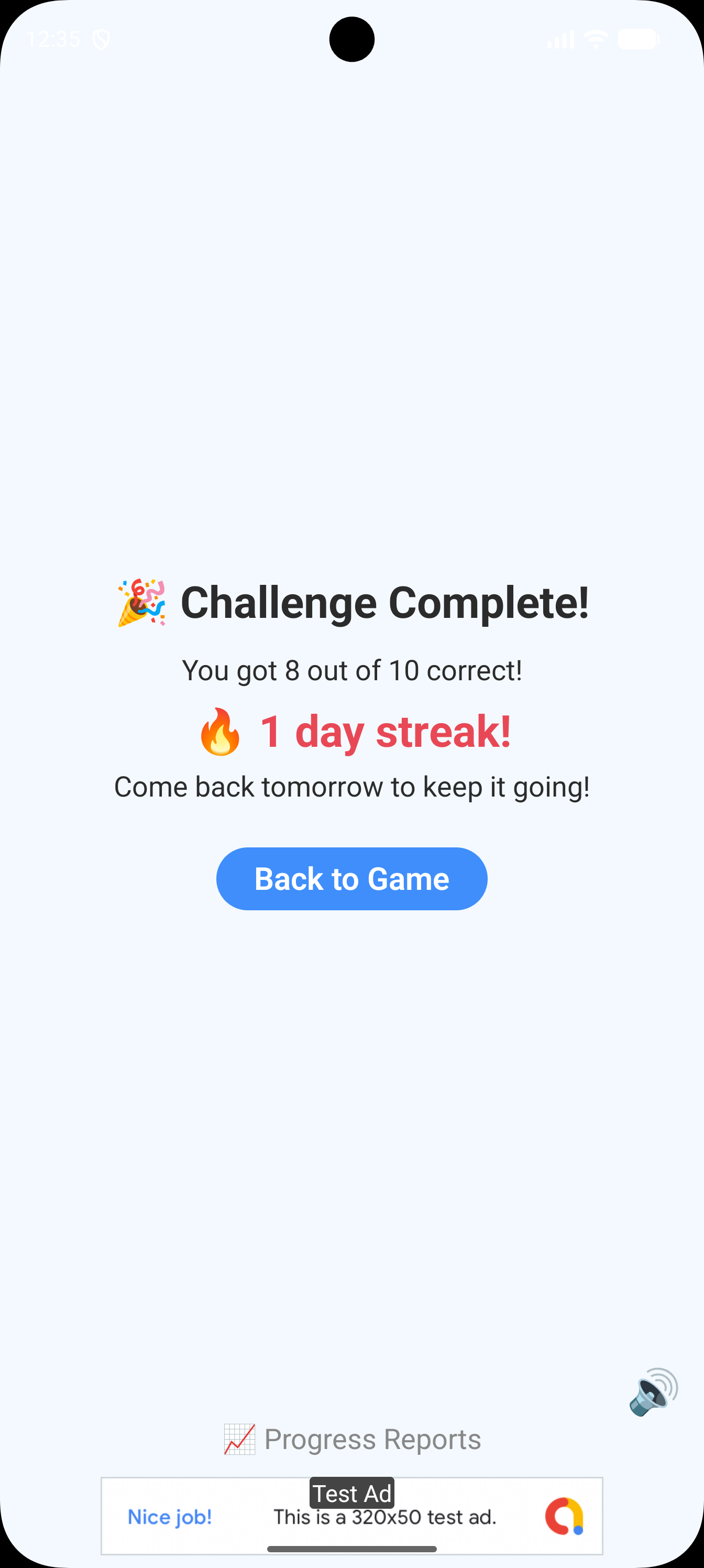 Math Ninjas daily challenge complete screen