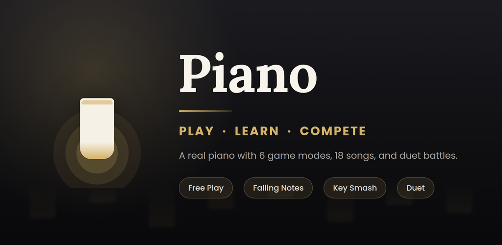 Piano — Play, Learn, Compete banner