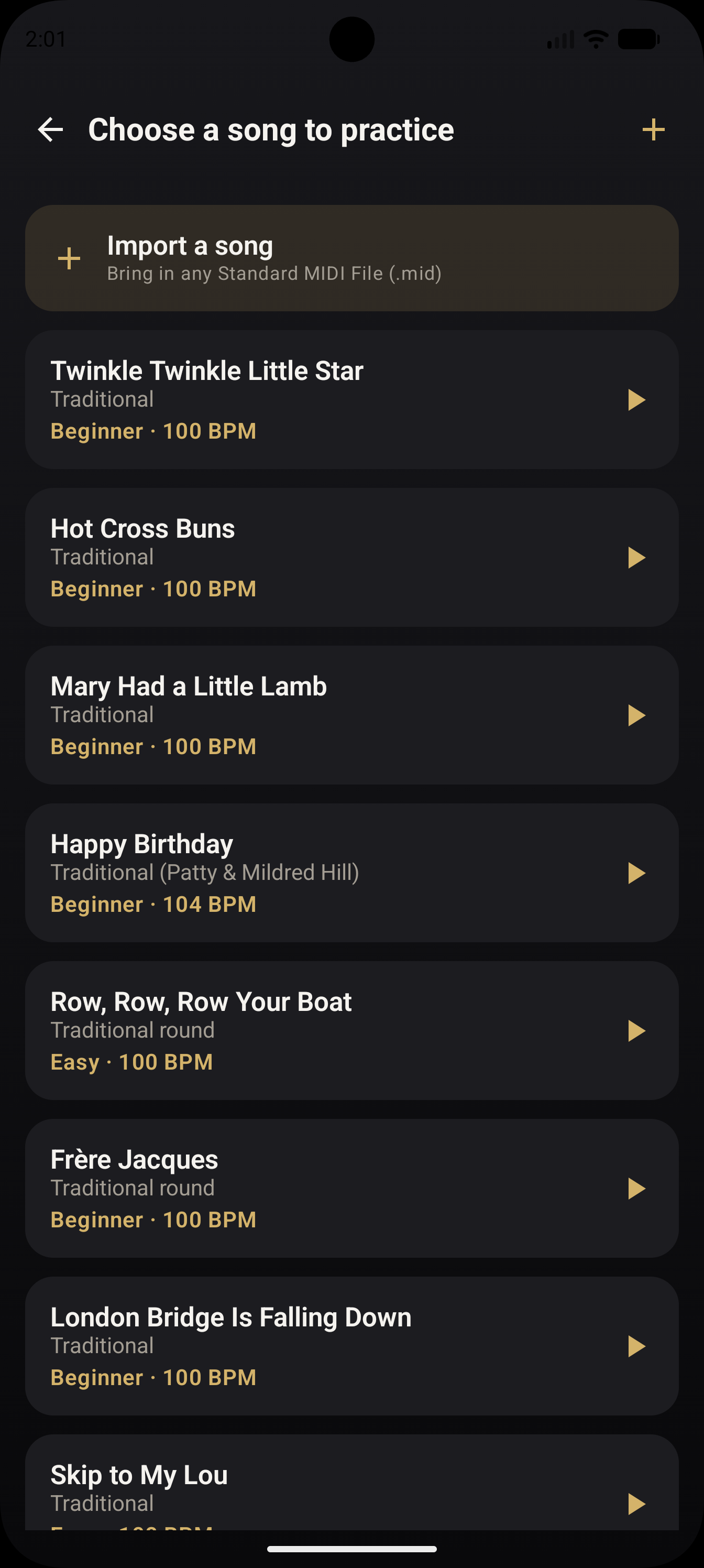 Piano song library